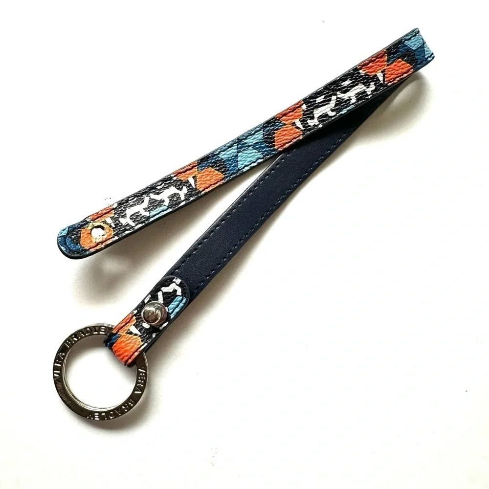 Vera Bradley 2 pieces In the Loop key ring blue orange wristlet strap ID holder